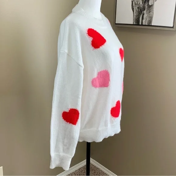 NWOT SHEIN Heart Pattern Pullover Knit Sweater - Picture 3 of 10